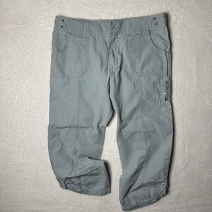 Eddie Bauer Womens Size 10 Light Blue Trail Capri Pants Roll Tab Hiking Cargos
